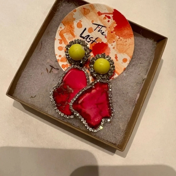 $65 Etsy Last Roe Two Tone Barrie Chrystal Drop Earrings NWT - Picture 1 of 5